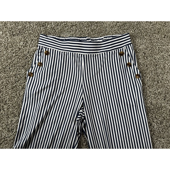 Robert Louis Pants - Robert Louis Womens Dress Pants Navy White Stripe Pull On Stretch Large